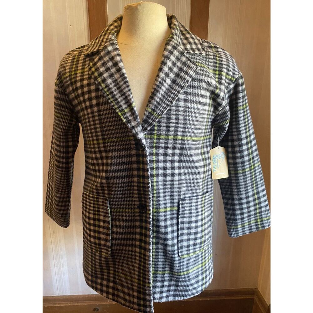 NWT Girls Coat Thereabouts Jacket Sz L 12/14 Black Plaid $80